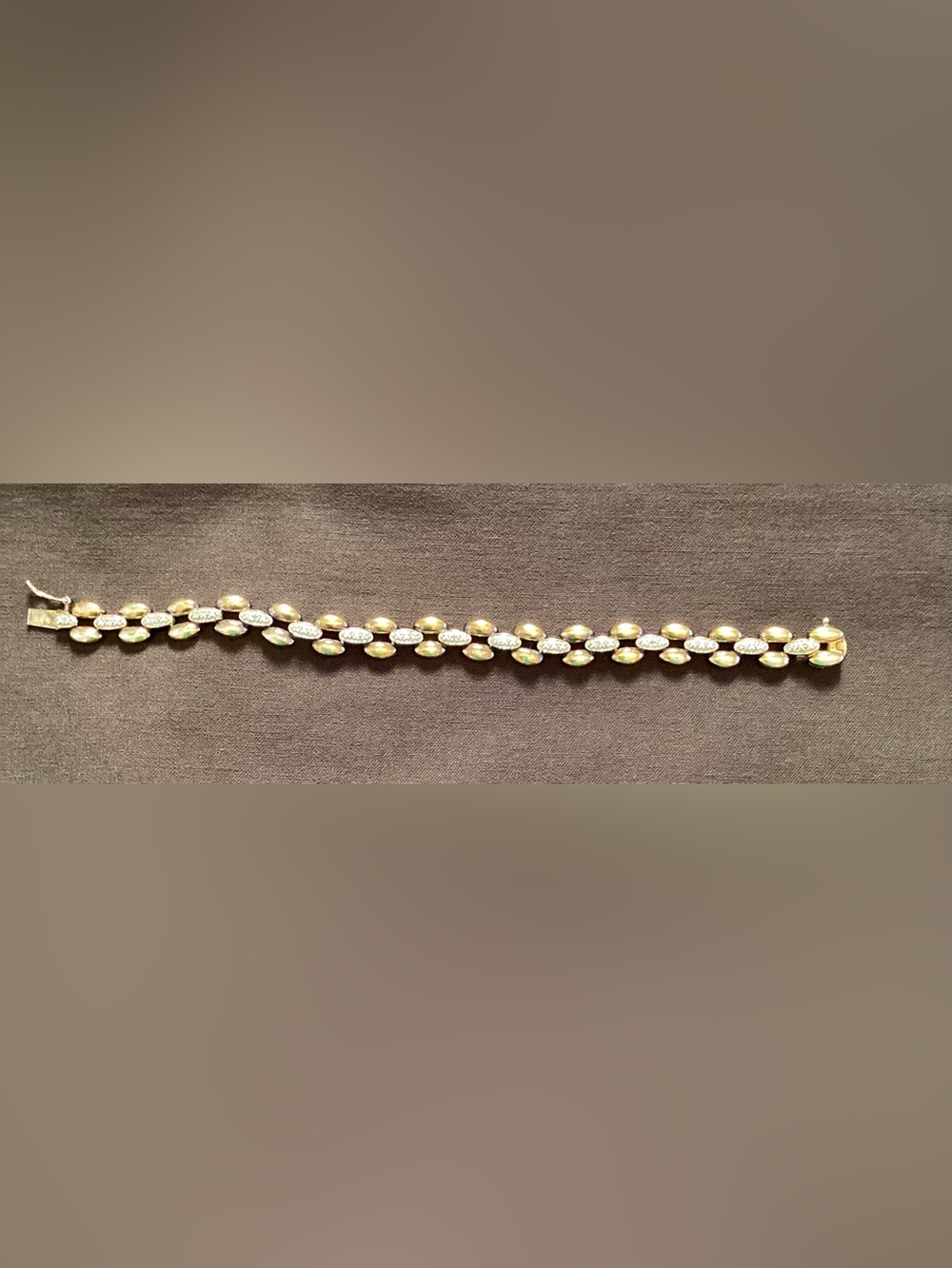 Vintage 925 Sterling Silver Gold Vermeil Panther Link Bracelet CZ Stone Accents